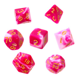 Komplet kości RPG Dwukolorowe - Różowo-białe