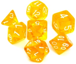 Komplet kości RPG - Kryształowe - Żółte