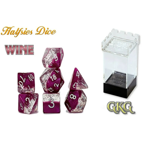 Halfsies Dice - Glitter Edition - Wine (7 Dice Set)