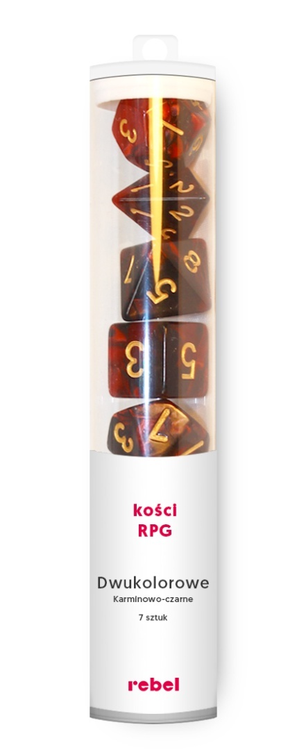 Komplet kości RPG Dwukolorowe - Karminowo-czarne