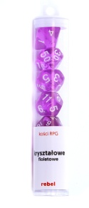 Komplet kości RPG - Kryształowe - Fioletowe