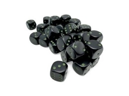 Opaque Black with green 12mm d6 Dice Block (36 dice)