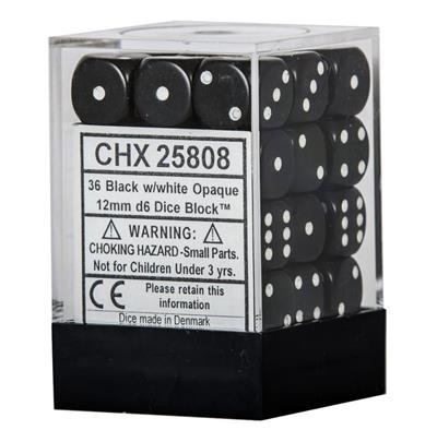 Chessex Opaque 12mm d6 with pips Dice Blocks (36 Dice) - Yellow with black