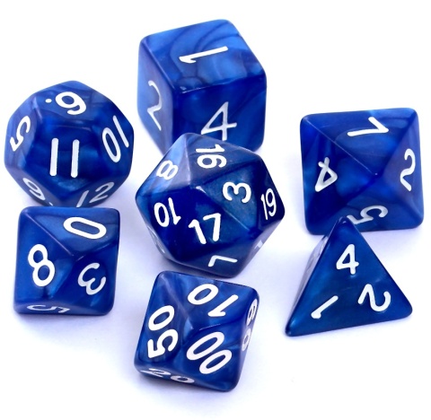 Komplet kości RPG Perłowe - Ciemnoniebieskie