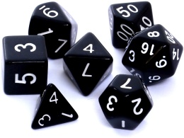 Komplet kości RPG Matowe - czarne