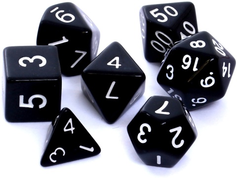 Komplet kości RPG Matowe - czarne